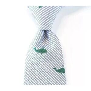 Mark Pendleton Silk Tie, Blue, White & Green Whale Print, NWT